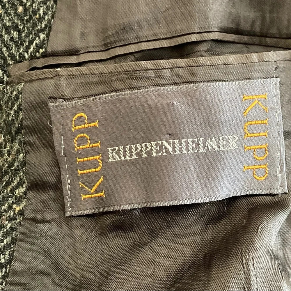 Vintage Kuppenheimer Gray Tweed Wool Herringbone 2 Button Blazer Men’s 44 Long